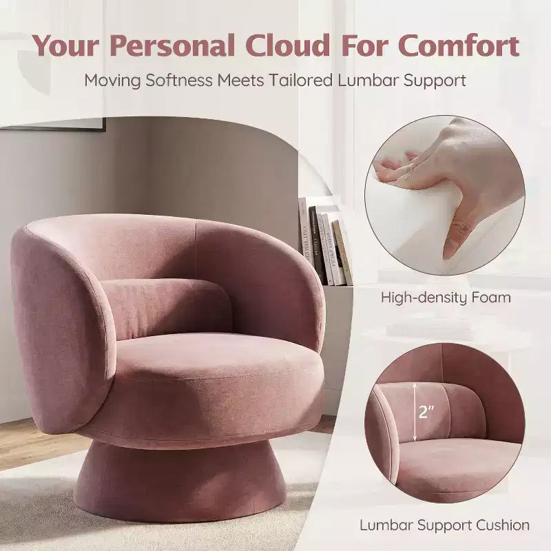 Swivel Accent Chair, 360 Barrel Reading Chair with Pillows, Single Sofa Armchair for Living Room, Bedroom, Waiting Room