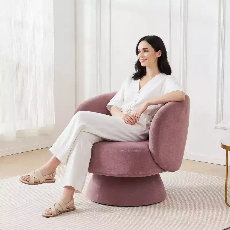Swivel Accent Chair, 360 Barrel Reading Chair with Pillows, Single Sofa Armchair for Living Room, Bedroom, Waiting Room