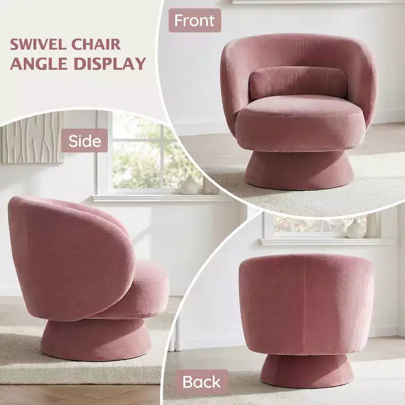 Swivel Accent Chair, 360 Barrel Reading Chair with Pillows, Single Sofa Armchair for Living Room, Bedroom, Waiting Room