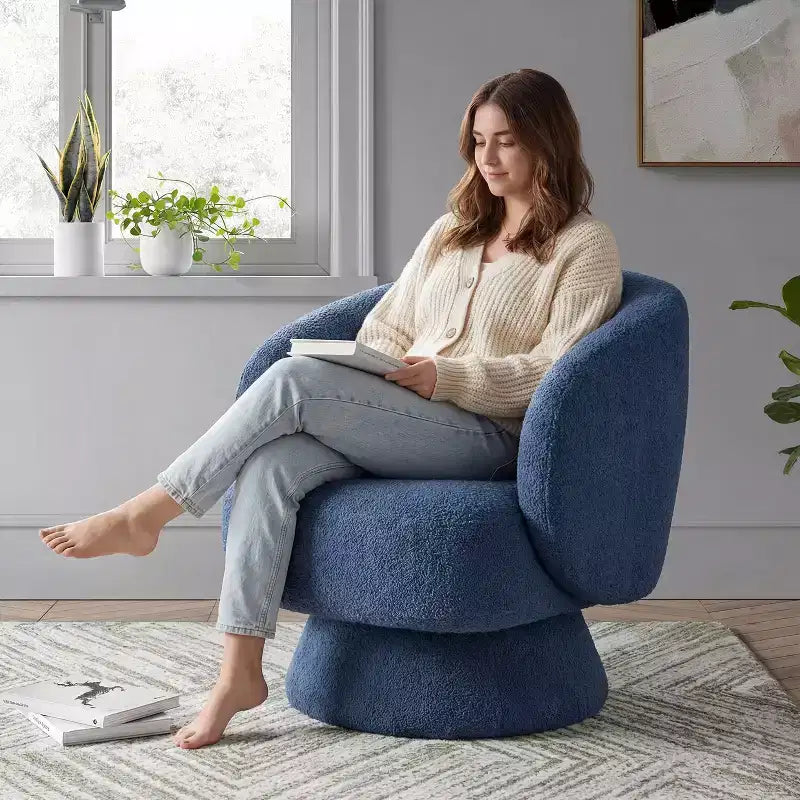 Swivel Accent Chair, 360 Barrel Reading Chair with Pillows, Single Sofa Armchair for Living Room, Bedroom, Waiting Room