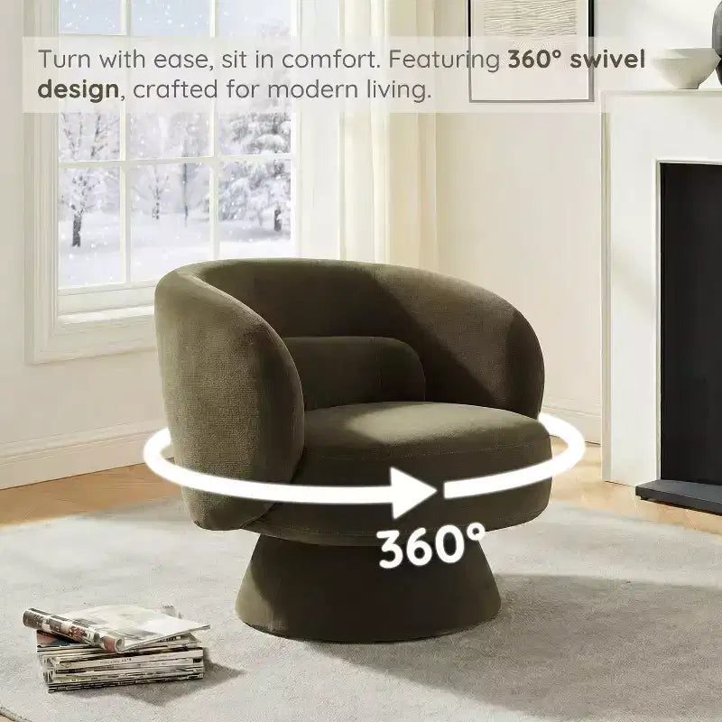 Swivel Accent Chair, 360 Barrel Reading Chair with Pillows, Single Sofa Armchair for Living Room, Bedroom, Waiting Room