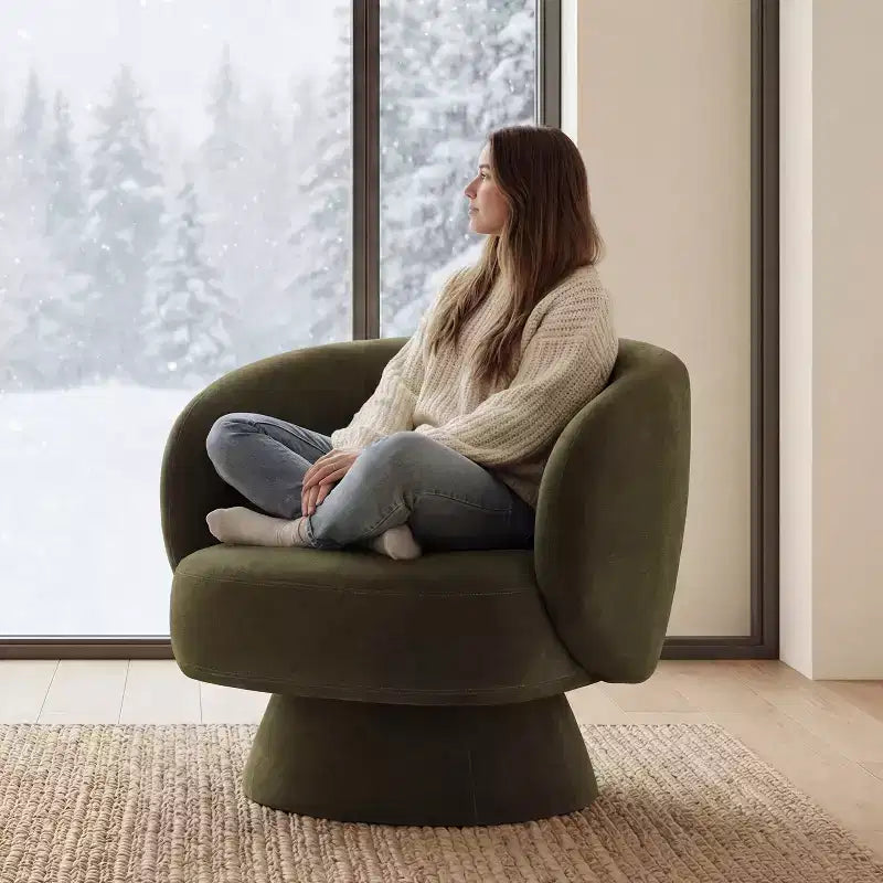 Swivel Accent Chair, 360 Barrel Reading Chair with Pillows, Single Sofa Armchair for Living Room, Bedroom, Waiting Room