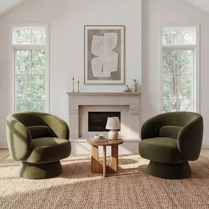 Swivel Accent Chair, 360 Barrel Reading Chair with Pillows, Single Sofa Armchair for Living Room, Bedroom, Waiting Room