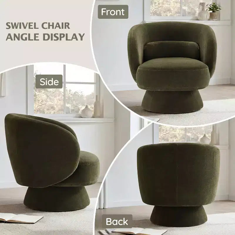 Swivel Accent Chair, 360 Barrel Reading Chair with Pillows, Single Sofa Armchair for Living Room, Bedroom, Waiting Room