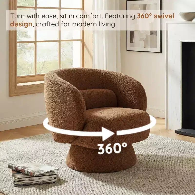 Swivel Accent Chair, 360 Barrel Reading Chair with Pillows, Single Sofa Armchair for Living Room, Bedroom, Waiting Room