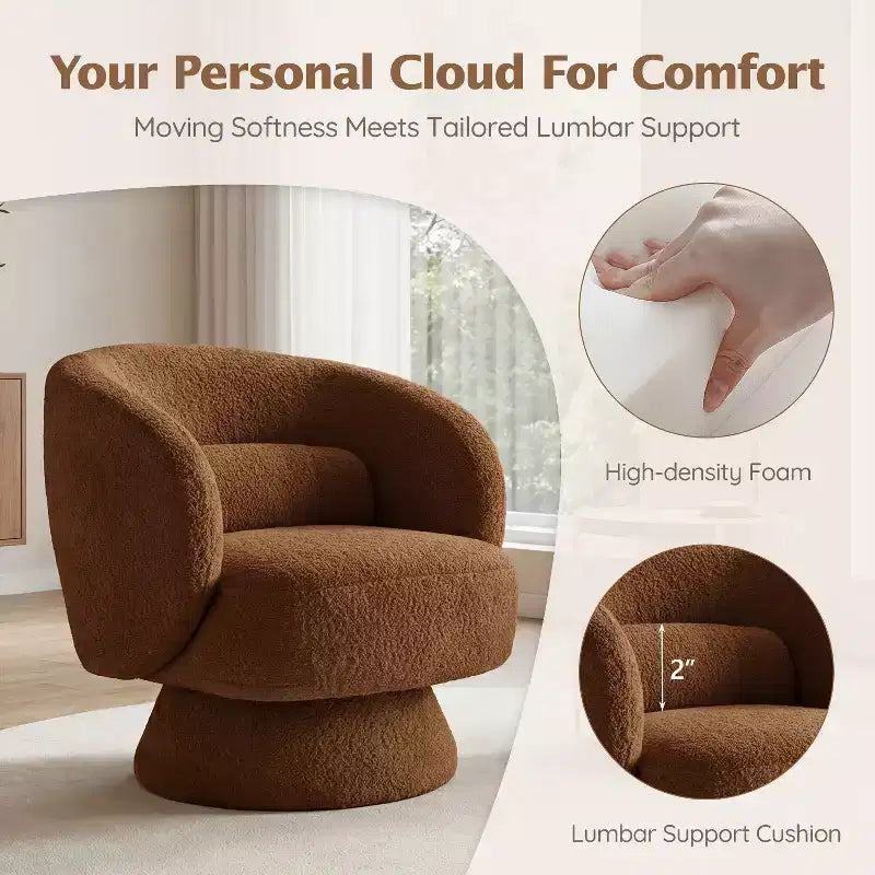 Swivel Accent Chair, 360 Barrel Reading Chair with Pillows, Single Sofa Armchair for Living Room, Bedroom, Waiting Room