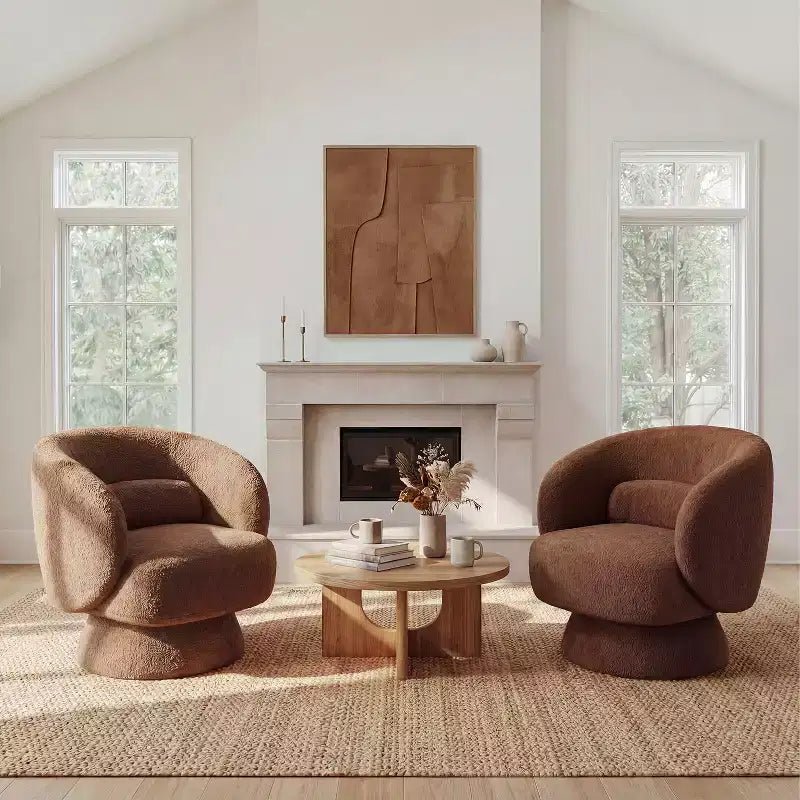 Swivel Accent Chair, 360 Barrel Reading Chair with Pillows, Single Sofa Armchair for Living Room, Bedroom, Waiting Room