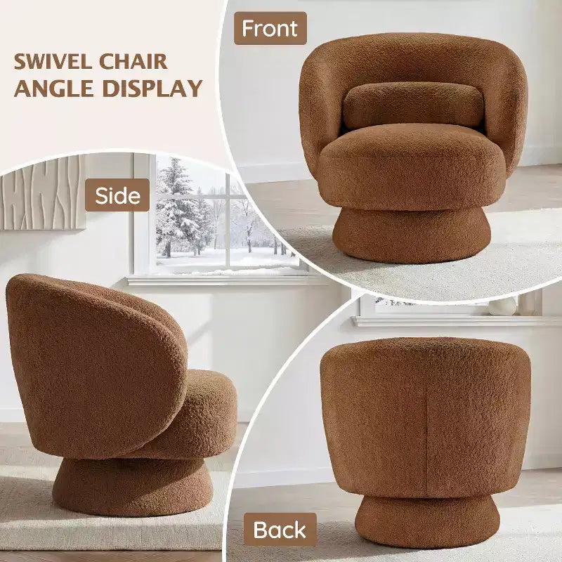 Swivel Accent Chair, 360 Barrel Reading Chair with Pillows, Single Sofa Armchair for Living Room, Bedroom, Waiting Room