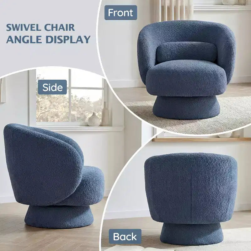 Swivel Accent Chair, 360 Barrel Reading Chair with Pillows, Single Sofa Armchair for Living Room, Bedroom, Waiting Room