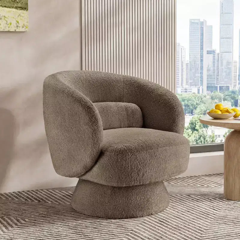 Swivel Accent Chair, 360 Barrel Reading Chair with Pillows, Single Sofa Armchair for Living Room, Bedroom, Waiting Room