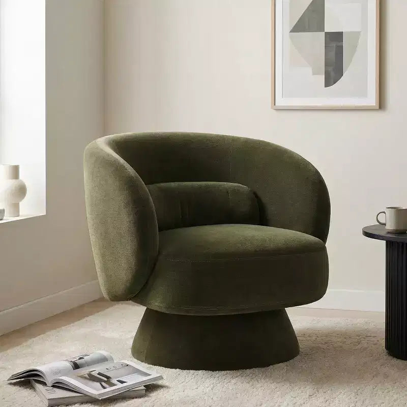 Swivel Accent Chair, 360 Barrel Reading Chair with Pillows, Single Sofa Armchair for Living Room, Bedroom, Waiting Room