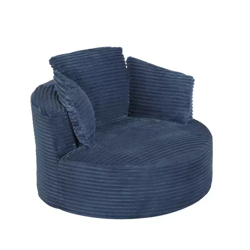 48.8 Oversized Corduroy Round Sofa Chair, Chaise Lounge Chair with Cushioned Backrest for Living Room, Bedroom, Apartment - ModernLuxe