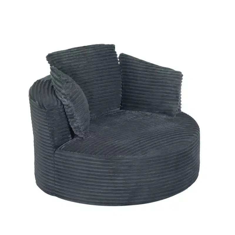 48.8 Oversized Corduroy Round Sofa Chair, Chaise Lounge Chair with Cushioned Backrest for Living Room, Bedroom, Apartment - ModernLuxe