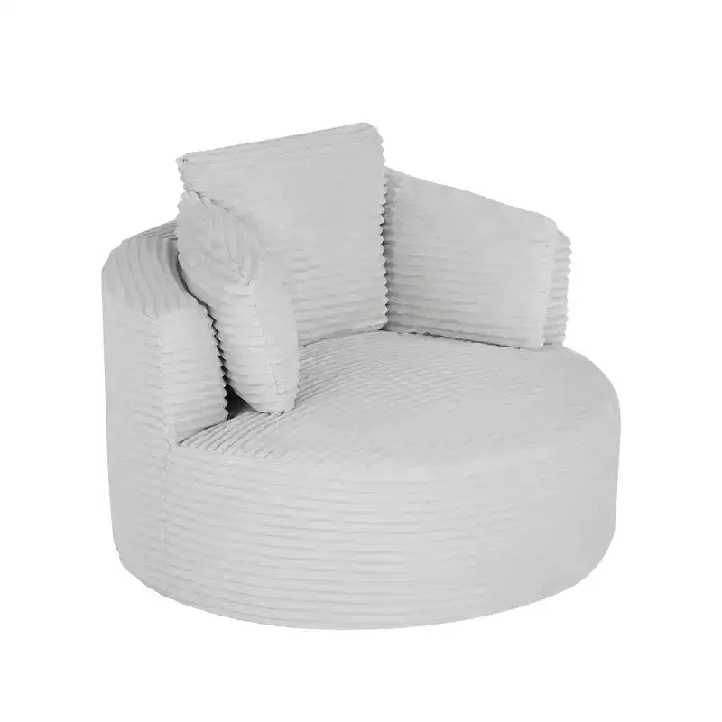 48.8 Oversized Corduroy Round Sofa Chair, Chaise Lounge Chair with Cushioned Backrest for Living Room, Bedroom, Apartment - ModernLuxe