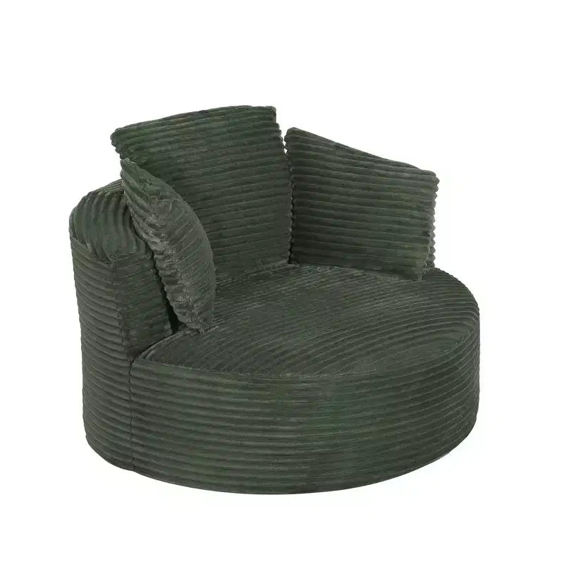 48.8 Oversized Corduroy Round Sofa Chair, Chaise Lounge Chair with Cushioned Backrest for Living Room, Bedroom, Apartment - ModernLuxe