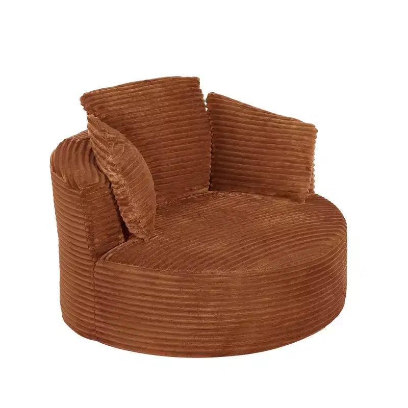 48.8 Oversized Corduroy Round Sofa Chair, Chaise Lounge Chair with Cushioned Backrest for Living Room, Bedroom, Apartment - ModernLuxe