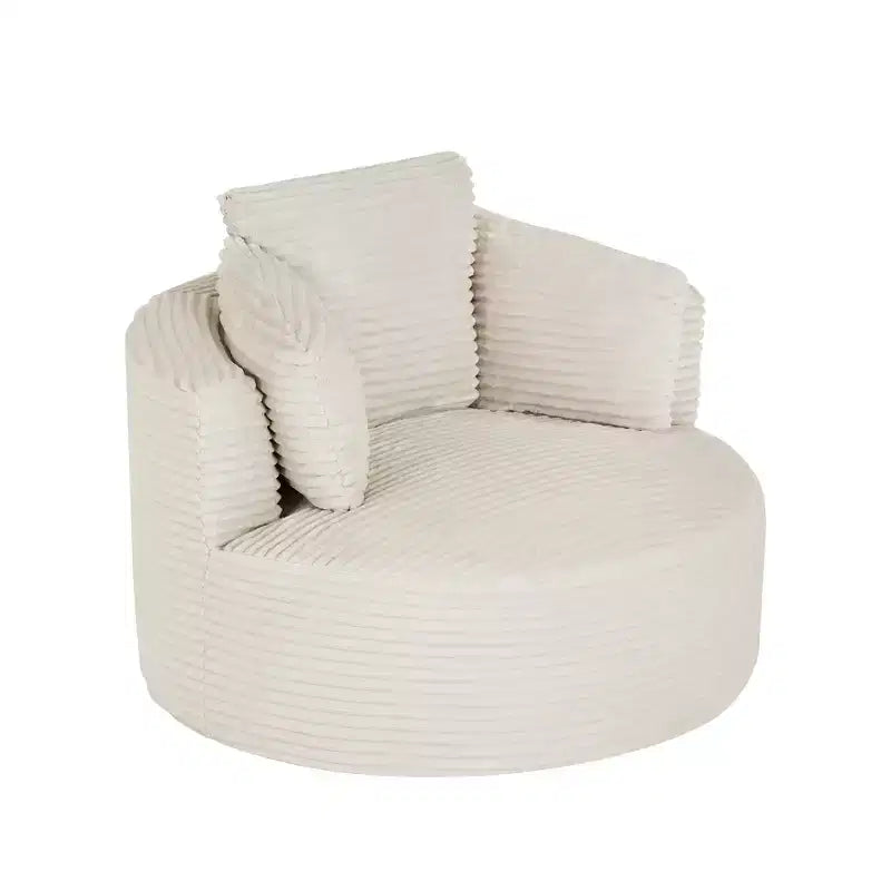 48.8 Oversized Corduroy Round Sofa Chair, Chaise Lounge Chair with Cushioned Backrest for Living Room, Bedroom, Apartment - ModernLuxe