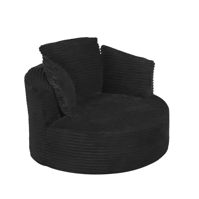 48.8 Oversized Corduroy Round Sofa Chair, Chaise Lounge Chair with Cushioned Backrest for Living Room, Bedroom, Apartment - ModernLuxe