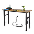 60 Inch Adjustable Height Workbench with Power Outlet, Heavy Duty 2000 lbs Capacity Table, with Foot Pads