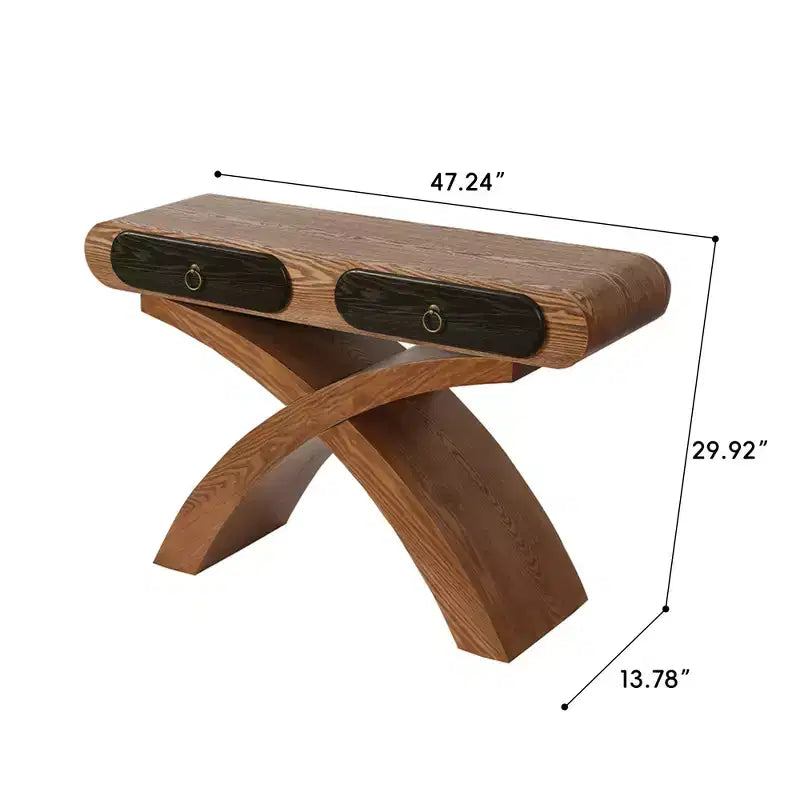 GDFStudio Garcia Modern Console Table with Cross Leg and Two Handle Drawers