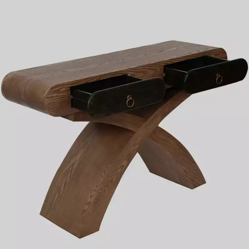 GDFStudio Garcia Modern Console Table with Cross Leg and Two Handle Drawers