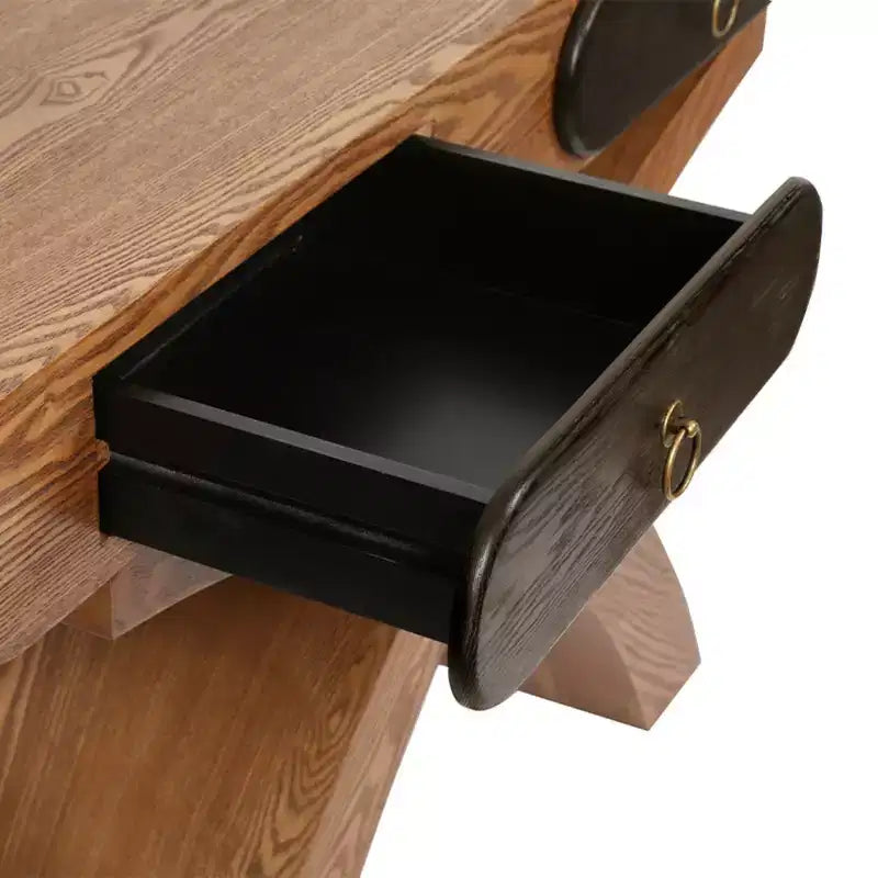 GDFStudio Garcia Modern Console Table with Cross Leg and Two Handle Drawers