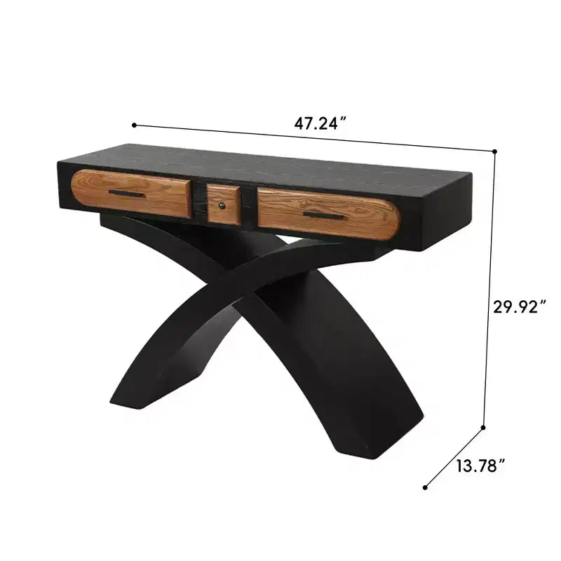 GDFStudio Garcia Modern Console Table with Cross Leg and Two Handle Drawers
