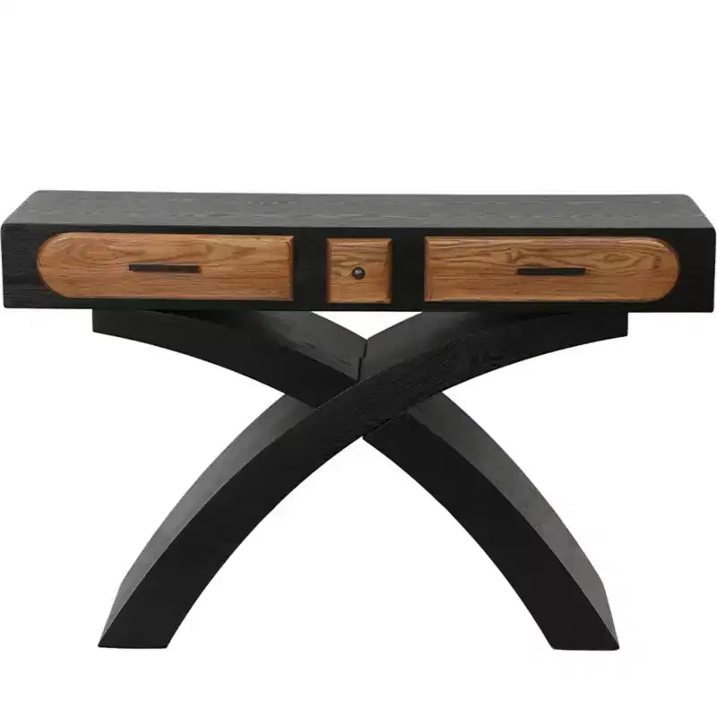 GDFStudio Garcia Modern Console Table with Cross Leg and Two Handle Drawers