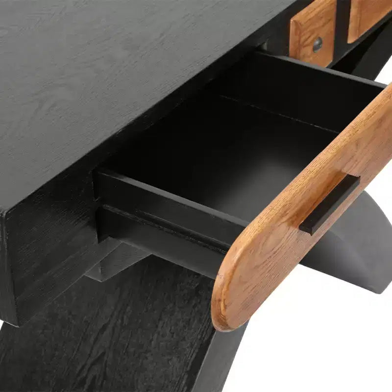 GDFStudio Garcia Modern Console Table with Cross Leg and Two Handle Drawers