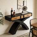 GDFStudio Garcia Modern Console Table with Cross Leg and Two Handle Drawers