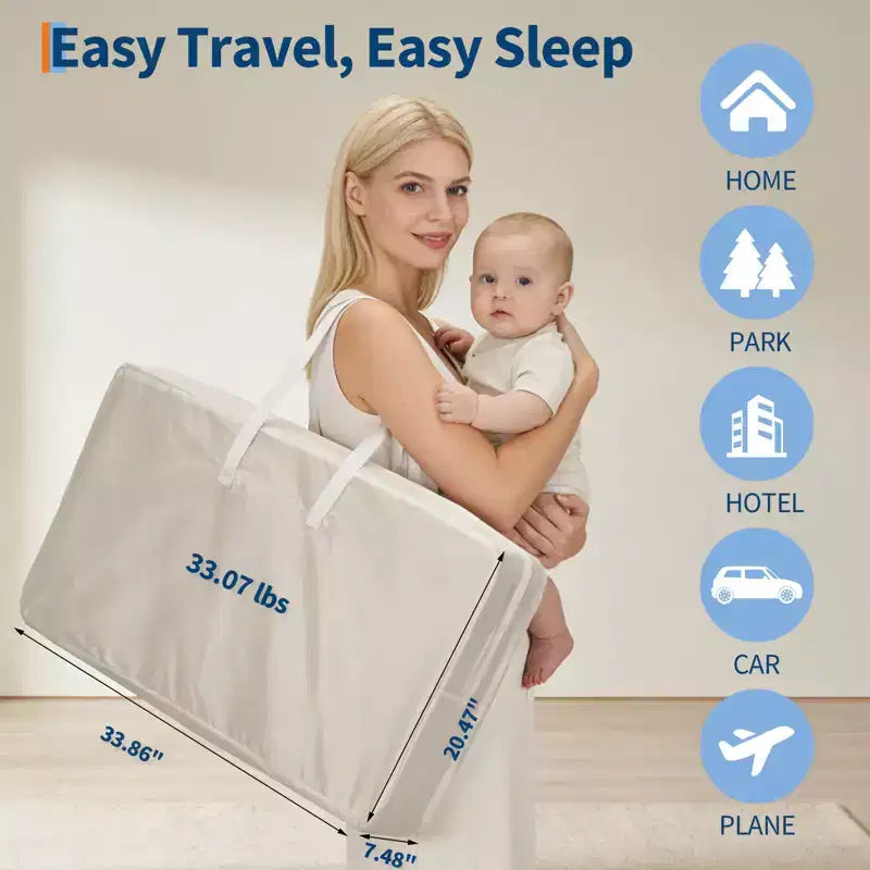 6-Height Adjustable Baby Bassinet Bedside Sleeper, 3-in-1 Portable Newborn Crib with Breathable Mesh Sides, Mattress and Large Storage