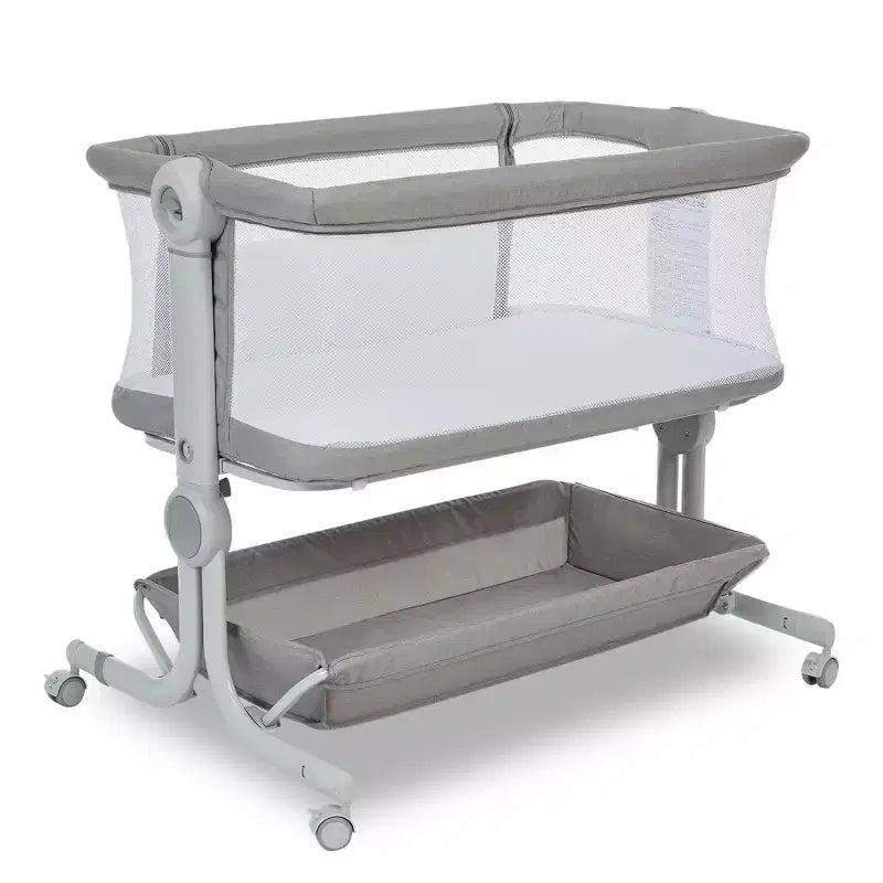 6-Height Adjustable Baby Bassinet Bedside Sleeper, 3-in-1 Portable Newborn Crib with Breathable Mesh Sides, Mattress and Large Storage