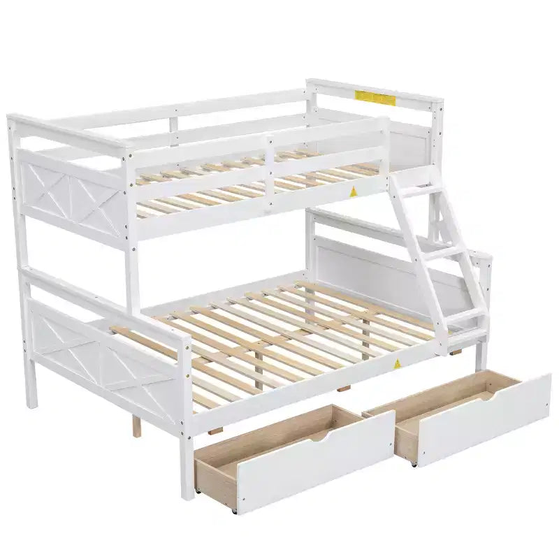 FAMYYT Twin Size Wood Bed?With ladder and Safety Guardrail, 2 Storage Drawers, Easy Assembly