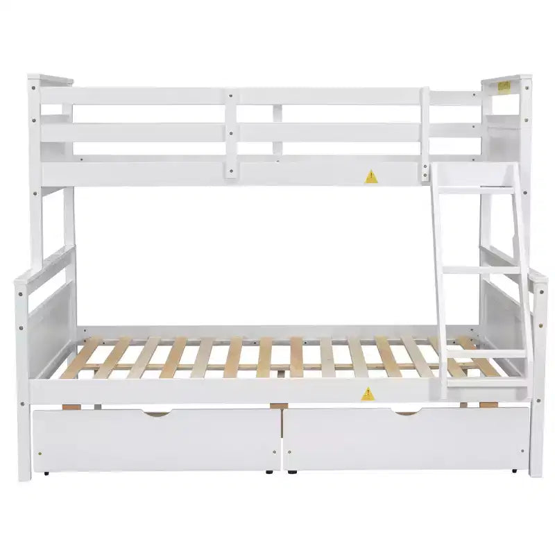 FAMYYT Twin Size Wood Bed?With ladder and Safety Guardrail, 2 Storage Drawers, Easy Assembly