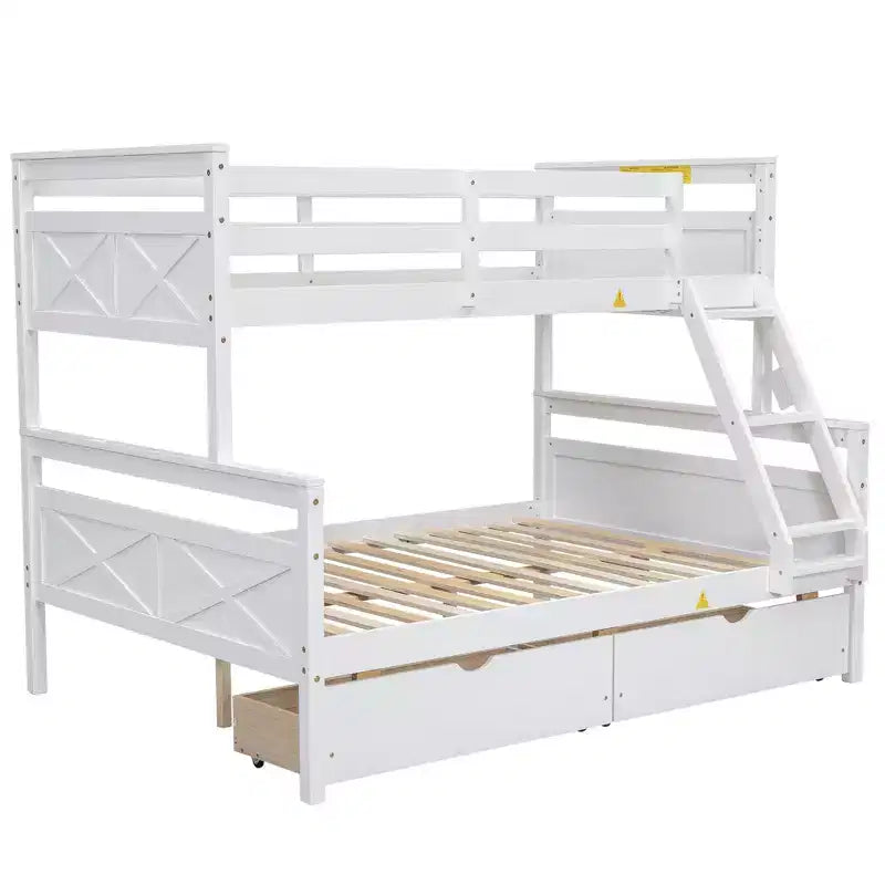 FAMYYT Twin Size Wood Bed?With ladder and Safety Guardrail, 2 Storage Drawers, Easy Assembly