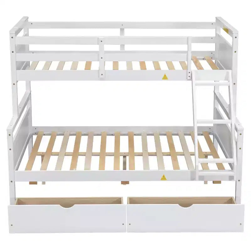FAMYYT Twin Size Wood Bed?With ladder and Safety Guardrail, 2 Storage Drawers, Easy Assembly