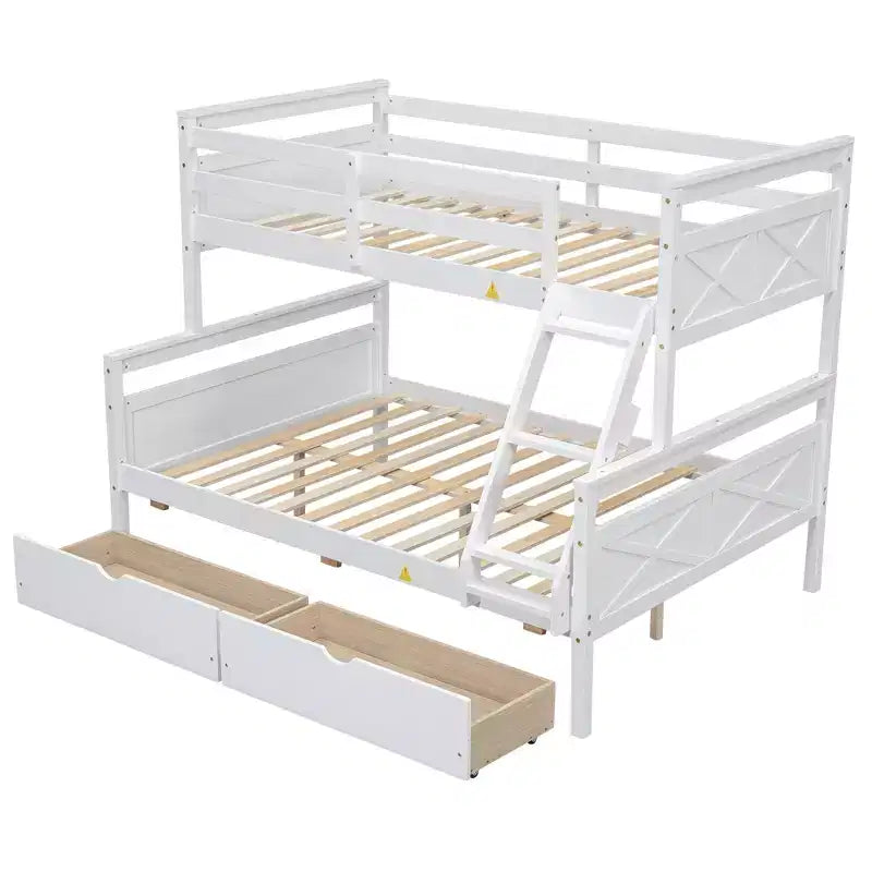 FAMYYT Twin Size Wood Bed?With ladder and Safety Guardrail, 2 Storage Drawers, Easy Assembly