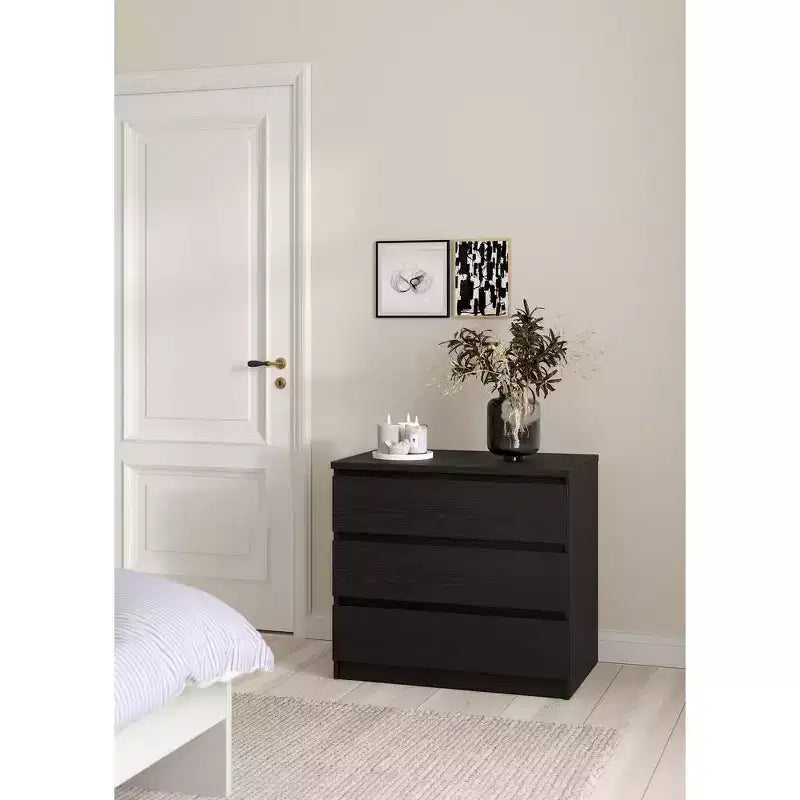 Tvilum, Scottsdale 3 Drawer Chest, Black Woodgrain