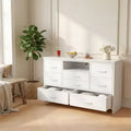 TV Stand with Fabric Drawers & LED Lights, Metal Frame TV Console, Storage Organizer for Bedroom, Hallway, Living Room