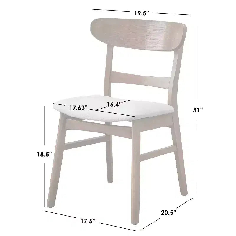 Lifestorey Set of 2 Freya Mid Century Modern Dining Chair