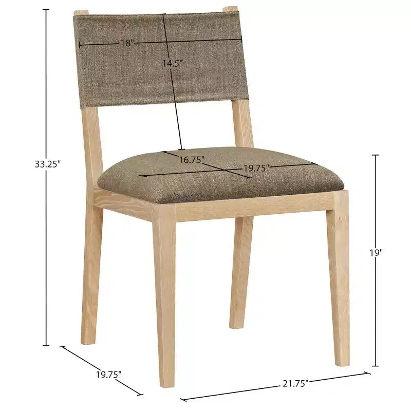 Meridian Furniture Avon Brown Linen Textured Fabric Dining Side Chair, Set of 2