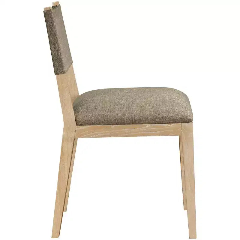 Meridian Furniture Avon Brown Linen Textured Fabric Dining Side Chair, Set of 2