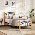 Heavy-Duty Metal Bed Frame with Victorian Curved Headboard & Footboard, Wooden Non-Slip Feet, Noise-Free Steel Slat Support, No Box Spring Needed