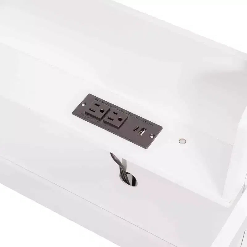 Queen over Queen Bunk Bed with Storage Shelves and USB Ports, Wooden Queen Size Loft Bed with Charging Station