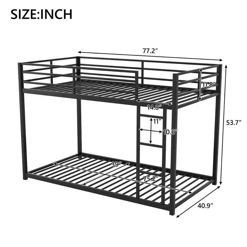 FAMYYT Twin Size Metal Bunk Bed?With Ladder, Safety Guaranteed, Easy Assembly