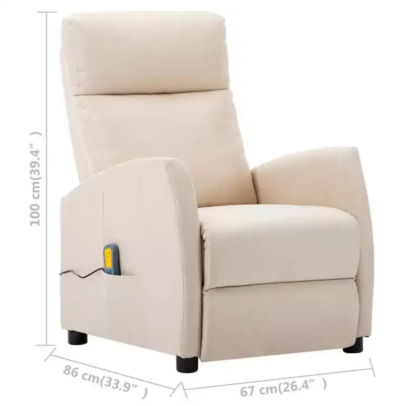 vidaXL Electric Massage Recliner Cream