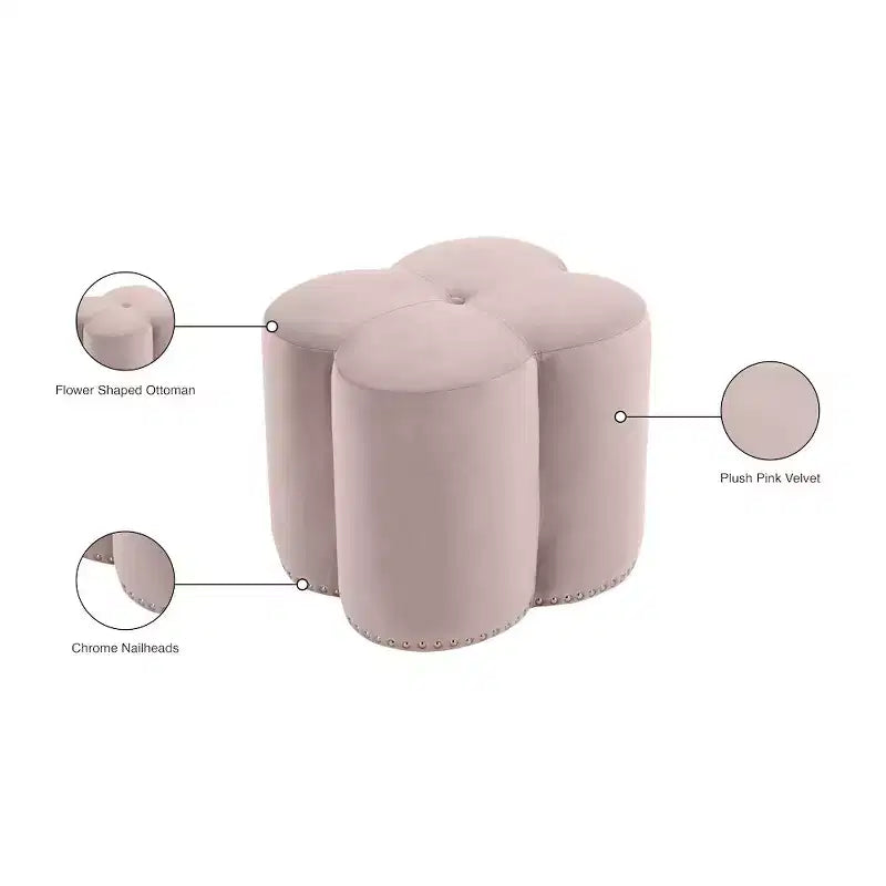 Meridian Furniture Clover Velvet Ottoman