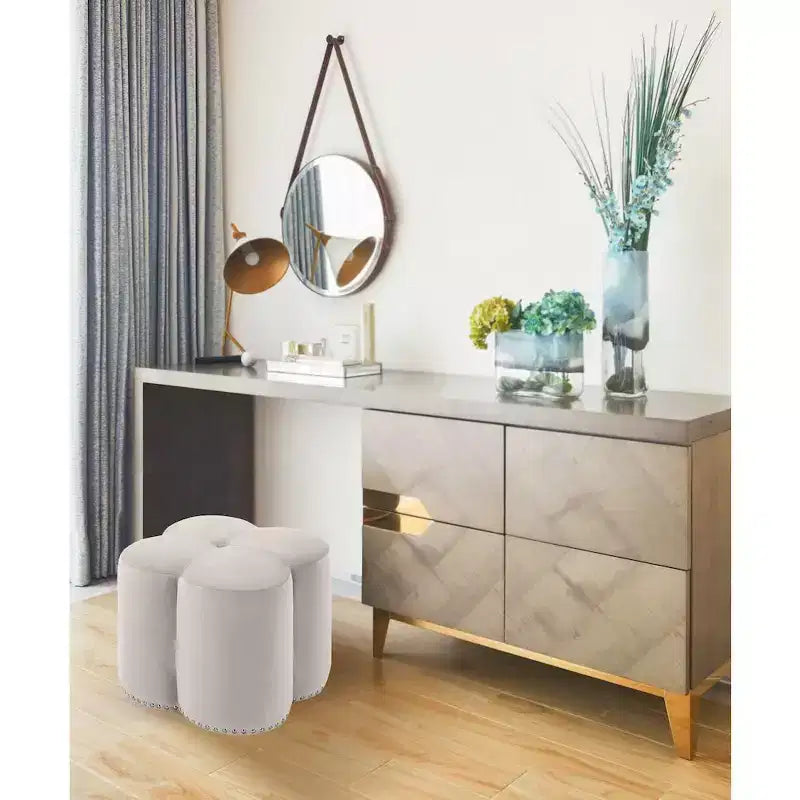 Meridian Furniture Clover Velvet Ottoman