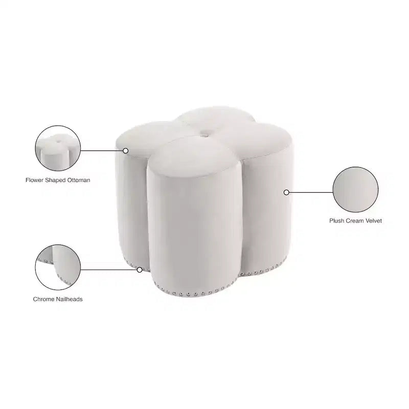 Meridian Furniture Clover Velvet Ottoman