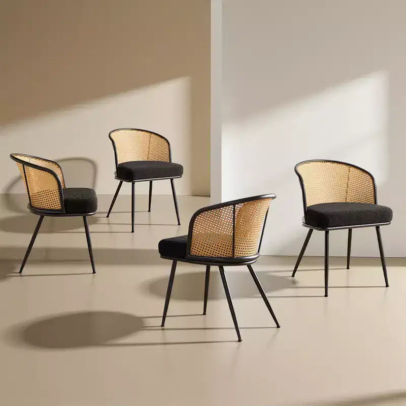 Bekrvio Dining Chair Set of 2/4,Modern Upholstered Kitchen Chairs with Padded Seat Breathable Rattan Back & Metal Legs, Farmhous Dining Room Chairs